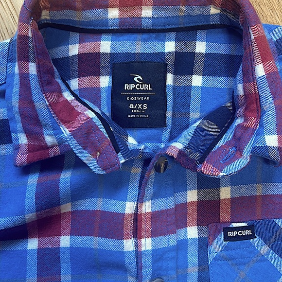 Rip curl L/Sleeve flannel shirt size 8 - Picture 2 of 3